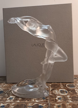 Lalique Acrobat Arms Up Female Nude Lady Figurine Statue Glass Boxed LARGE 2003 Vintage