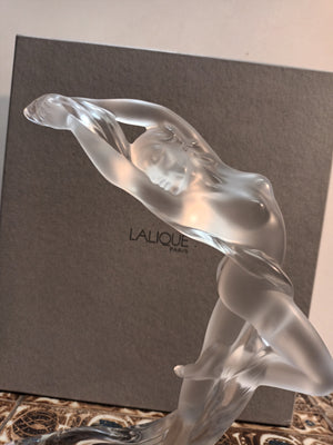 Lalique Acrobat Arms Up Female Nude Lady Figurine Statue Glass Boxed LARGE 2003 Vintage