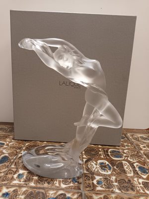 Lalique Acrobat Arms Up Female Nude Lady Figurine Statue Glass Boxed LARGE 2003 Vintage