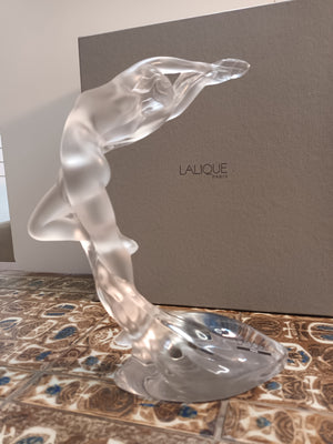 Lalique Acrobat Arms Up Female Nude Lady Figurine Statue Glass Boxed LARGE 2003 Vintage