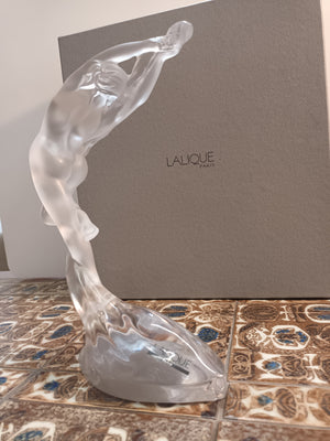 Lalique Acrobat Arms Up Female Nude Lady Figurine Statue Glass Boxed LARGE 2003 Vintage