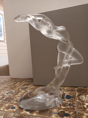 Lalique Acrobat Arms Up Female Nude Lady Figurine Statue Glass Boxed LARGE 2003 Vintage