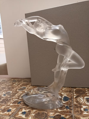 Lalique Acrobat Arms Up Female Nude Lady Figurine Statue Glass Boxed LARGE 2003 Vintage