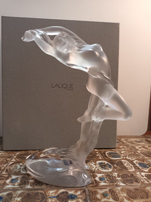 Lalique Acrobat Arms Up Female Nude Lady Figurine Statue Glass Boxed LARGE 2003 Vintage