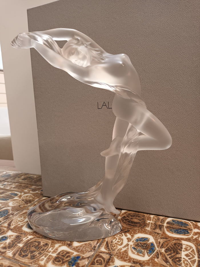 Lalique Acrobat Arms Up Female Nude Lady Figurine Statue Glass Boxed LARGE 2003 Vintage