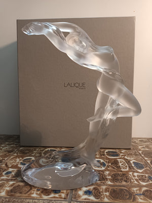 Lalique Acrobat Arms Up Female Nude Lady Figurine Statue Glass Boxed LARGE 2003 Vintage