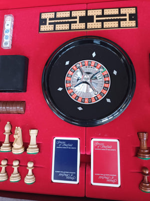 Vintage Leather Top Table Games Table Casino Card Table Side Table 1980