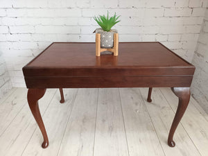 Vintage Leather Top Table Games Table Casino Card Table Side Table 1980