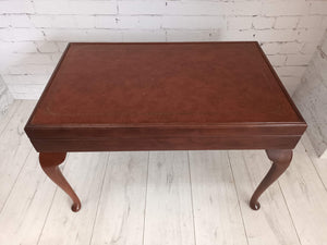 Vintage Leather Top Table Games Table Casino Card Table Side Table 1980