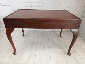 Vintage Leather Top Table Games Table Casino Card Table Side Table 1980