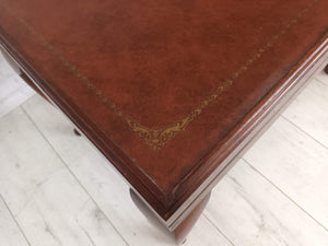 Vintage Leather Top Table Games Table Casino Card Table Side Table 1980