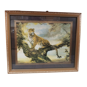 Vintage KITSCH LEOPARD In Tree Print Tiger Picture Retro Mid Century Modern by Silvia Duran ORIGINAL 1960's