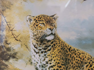 Vintage KITSCH LEOPARD In Tree Print Tiger Picture Retro Mid Century Modern by Silvia Duran ORIGINAL 1960's