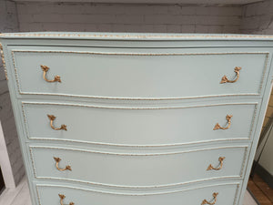 Vintage Chest of Drawers French Country Style Louis  XV Mint & Gold Antique Refurbished