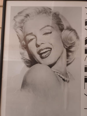 Vintage Marilyn Monroe Print Black & White Art Deco Style Framed