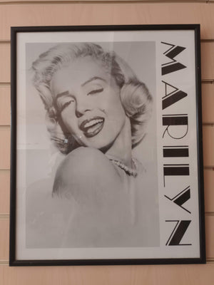 Vintage Marilyn Monroe Print Black & White Art Deco Style Framed