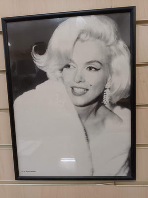 Vintage Marilyn Monroe Print Black & White Evening Style Framed 1970's