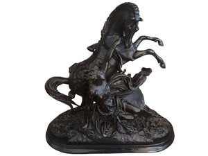 Antique Marly Style Horse & Lady LARGE Spelter Vintage Equestrian Gift Trophy Horse 1930's
