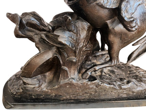 Antique Marly Style Horse & Lady LARGE Spelter Vintage Equestrian Gift Trophy Horse 1930's