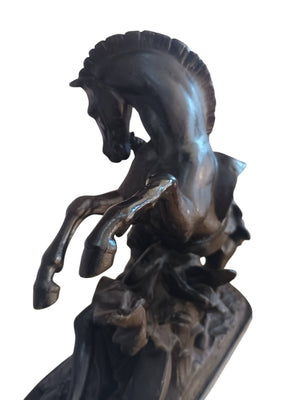 Antique Marly Style Horse & Lady LARGE Spelter Vintage Equestrian Gift Trophy Horse 1930's