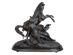 Antique Marly Style Horse & Lady LARGE Spelter Vintage Equestrian Gift Trophy Horse 1930's