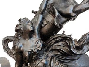 Antique Marly Style Horse & Lady LARGE Spelter Vintage Equestrian Gift Trophy Horse 1930's
