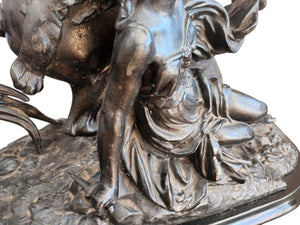 Antique Marly Style Horse & Lady LARGE Spelter Vintage Equestrian Gift Trophy Horse 1930's
