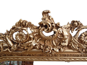 Vintage Mirror LARGE French Louis XV Style Ornate Scroll Cherub Gilt Framed Wall Mirror Rococo