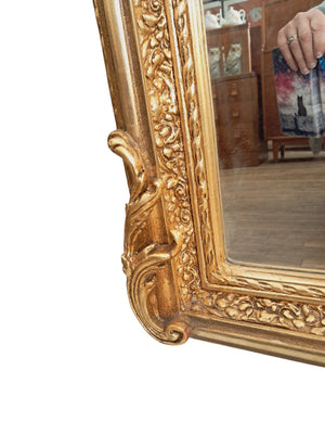 Vintage Mirror LARGE French Louis XV Style Ornate Scroll Cherub Gilt Framed Wall Mirror Rococo