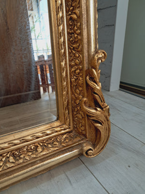 Vintage Mirror LARGE French Louis XV Style Ornate Scroll Cherub Gilt Framed Wall Mirror Rococo