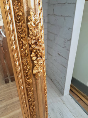 Vintage Mirror LARGE French Louis XV Style Ornate Scroll Cherub Gilt Framed Wall Mirror Rococo