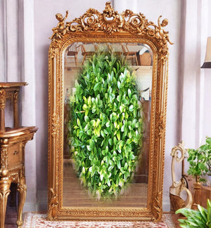 Vintage Mirror LARGE French Louis XV Style Ornate Scroll Cherub Gilt Framed Wall Mirror Rococo
