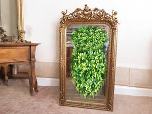 Vintage Mirror LARGE French Louis XV Style Ornate Scroll Cherub Gilt Framed Wall Mirror Rococo