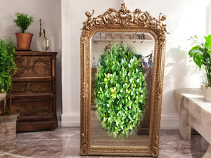 Vintage Mirror LARGE French Louis XV Style Ornate Scroll Cherub Gilt Framed Wall Mirror Rococo