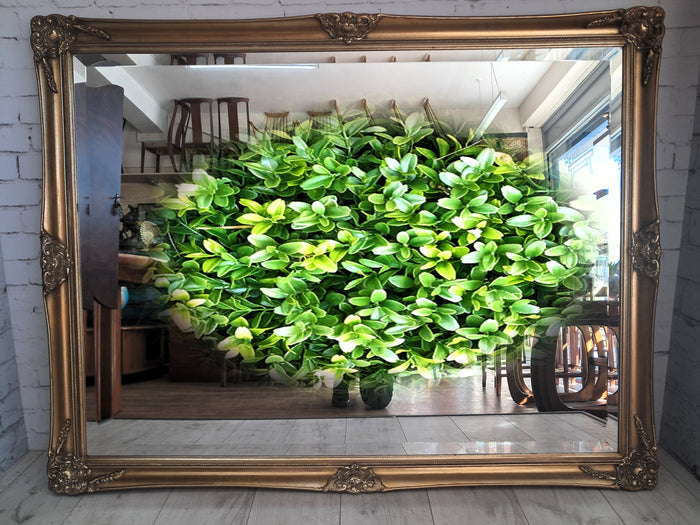 Antique Vintage Mirror X LARGE Gold Gilt Wooden Frame Louis XV Fireplace Over Mantle Mirror 1930's / 135CM