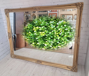 Antique Vintage Mirror X LARGE Gold Gilt Wooden Frame Louis XV Fireplace Over Mantle Mirror 1930's / 135CM