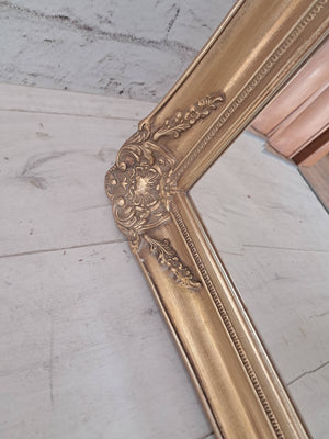 Antique Vintage Mirror X LARGE Gold Gilt Wooden Frame Louis XV Fireplace Over Mantle Mirror 1930's / 135CM