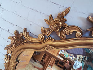 Antique Vintage Mirror LARGE Gold Gilt Frame Decorative Rococo Baroque Attewell 1960