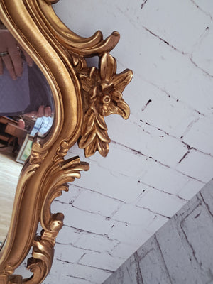 Antique Vintage Mirror LARGE Gold Gilt Frame Decorative Rococo Baroque Attewell 1960
