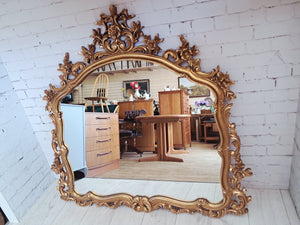 Antique Vintage Mirror LARGE Gold Gilt Frame Decorative Rococo Baroque Attewell 1960