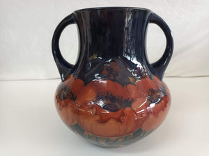 Vintage Moorcraft Vase Large Poppy  Twin Handle Ochre Poppy Antique Vase 1920's