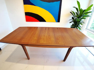 Mid Century Nathan Teak Dining Table Double Extending Seats 10 Restored Vintage 1970
