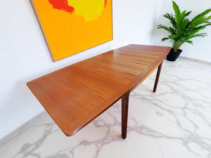 Mid Century Nathan Teak Dining Table Double Extending Seats 10 Restored Vintage 1970