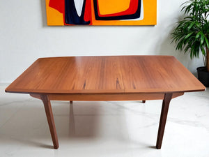 Mid Century Nathan Teak Dining Table Double Extending Seats 10 Restored Vintage 1970