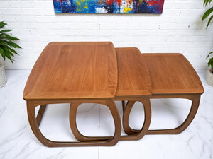 Mid Century Nathan Nest of Tables Side Table Teak Vintage Retro Trio Refinshed
