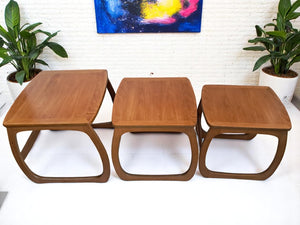 Mid Century Nathan Nest of Tables Side Table Teak Vintage Retro Trio Refinshed