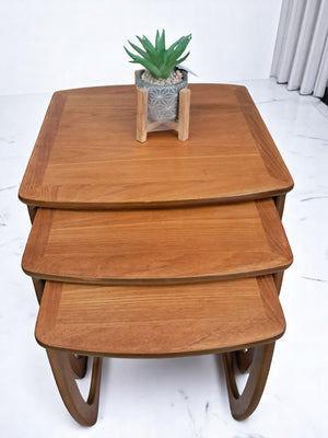 Mid Century Nathan Nest of Tables Side Table Teak Vintage Retro Trio Refinshed