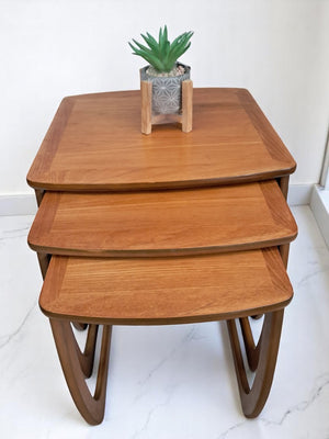 Mid Century Nathan Nest of Tables Side Table Teak Vintage Retro Trio Refinshed