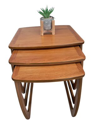 Mid Century Nathan Nest of Tables Side Table Teak Vintage Retro Trio Refinshed