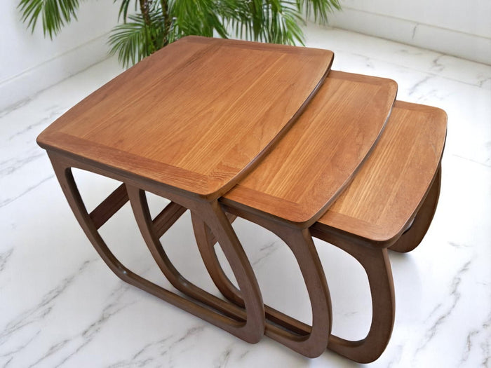 Mid Century Nathan Nest of Tables Side Table Teak Vintage Retro Trio Refinshed